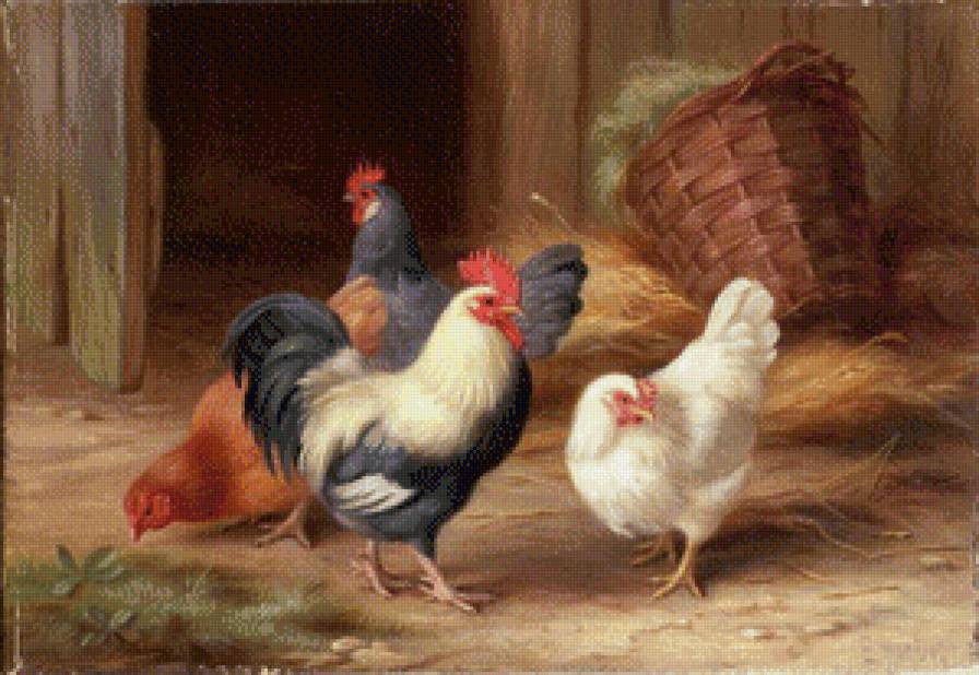Курятник - картины, курица, птицы, петух - предпросмотр
