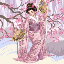 Оригинал схемы вышивки «Японский танец» (№730541)