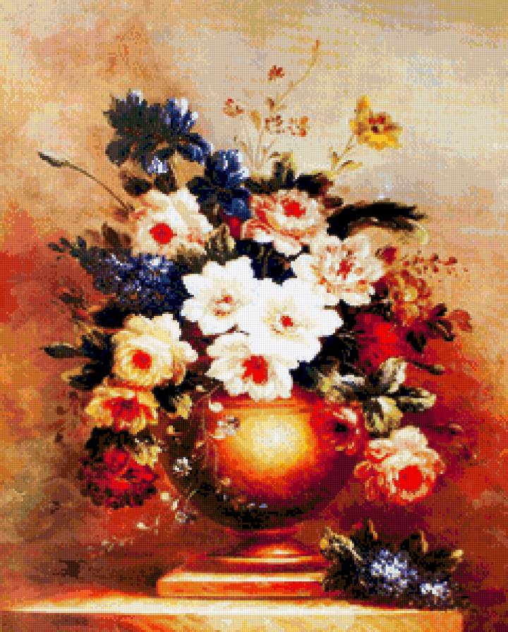 рисованные цветы-10 - цветы, розы, живопись, рисунок, винтаж, натюрморт - предпросмотр