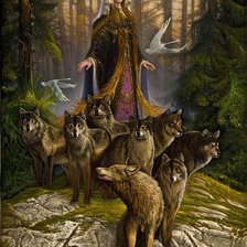 Схема вышивки «Дева с волками»