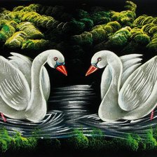 Оригинал схемы вышивки «пара лебедей» (№732366)