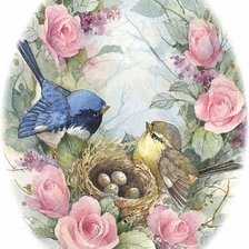 Схема вышивки «птички с розами»
