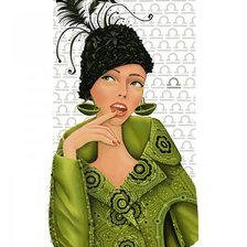 Оригинал схемы вышивки «дама в зеленом» (№739546)