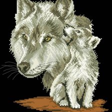 Схема вышивки «Волчица с волченком»