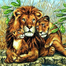 Оригинал схемы вышивки «львиное семейство» (№742961)