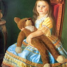 Схема вышивки «Девочка с медвежонком»