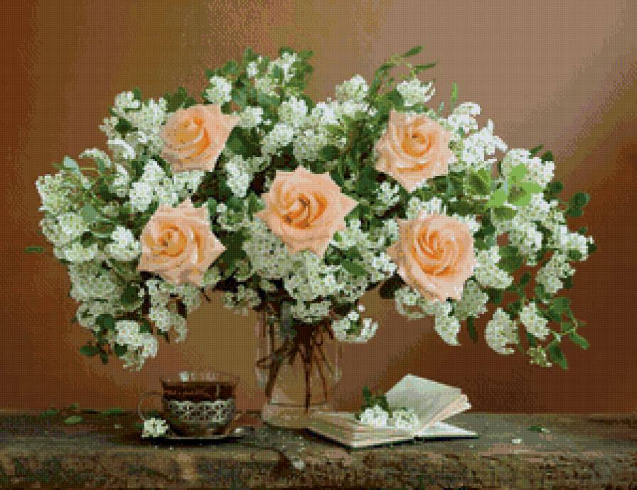 букет - ваза, розы, цветы - предпросмотр