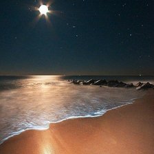морской берег в лунном свете