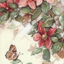 Схема вышивки «клематис и бабочка»