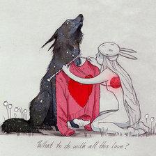 Схема вышивки «Девушка и космический волк»
