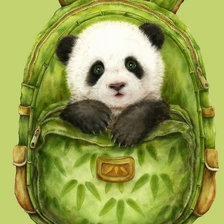 Схема вышивки «Панда в рюкзаке»