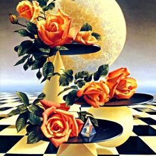 Схема вышивки «розы и луна»