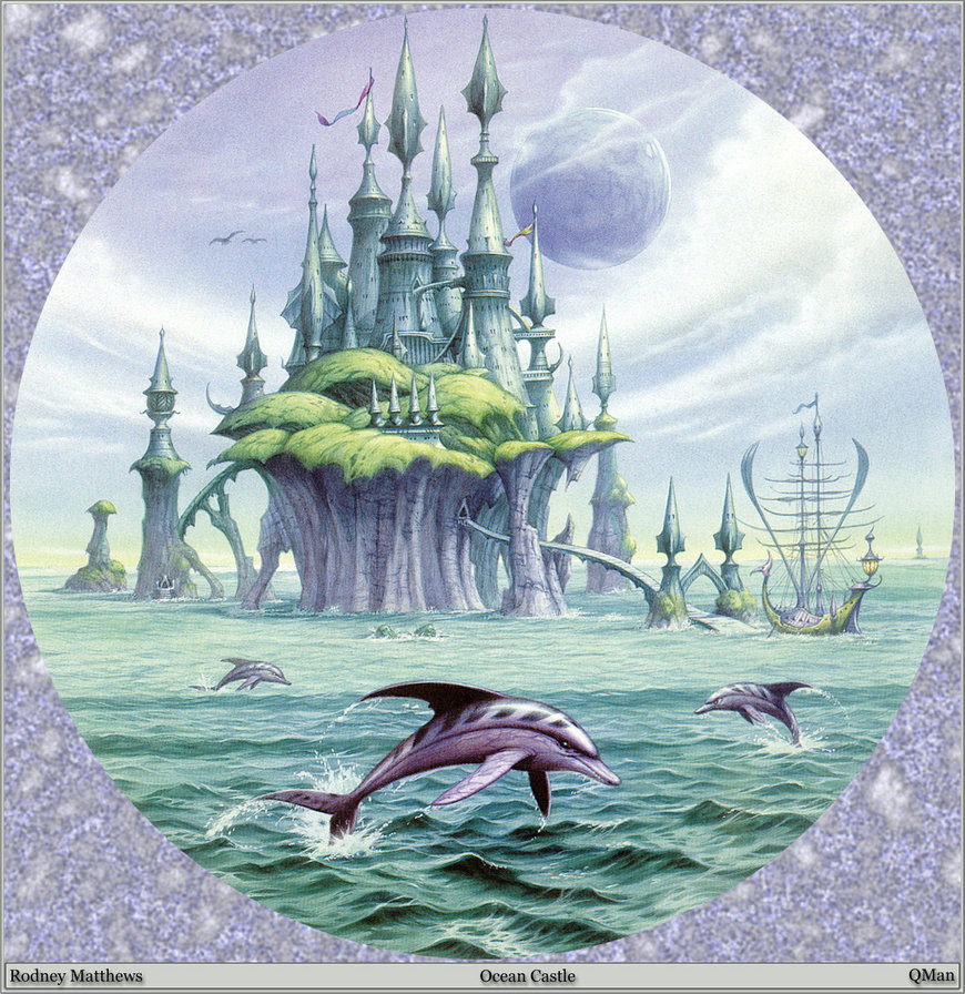 Загадочный город - город, дельфины, космос, фэнтези, море, сказка - оригинал