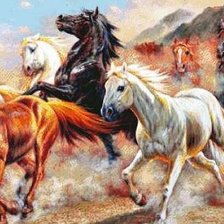 Оригинал схемы вышивки «бегущие лошади» (№776214)