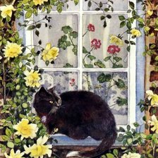 Схема вышивки «кот на окне»