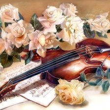 Схема вышивки «Розы и скрипка»