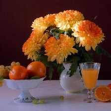 Схема вышивки «апельсин и цветы»