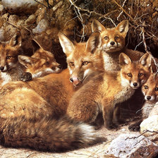 Схема вышивки «семья лисы»