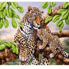 Схема вышивки «Леопард с малышом»