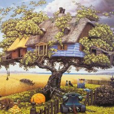 Схема вышивки «дом на дереве»