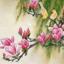 серия цветы и птицы 1
