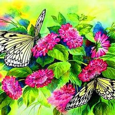 Оригинал схемы вышивки «цветы и бабочки» (№822528)