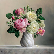 Схема вышивки «розы в белой вазе»