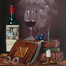 Оригинал схемы вышивки «натюрморт с вином и книгой» (№831747)