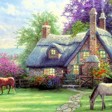 Схема вышивки «Дом с лошадьми»