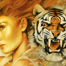 Схема вышивки «женщина и тигр»