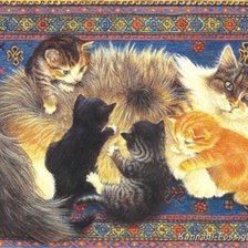 Схема вышивки «кошка с малышами»
