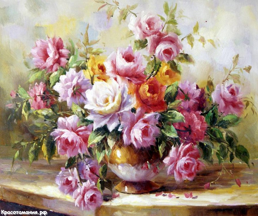 букет роз в вазе - горшок, букет, розы, цветы, натюрморт, живопись, ваза - оригинал