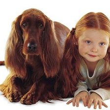Оригинал схемы вышивки «девочка и собака» (№842784)