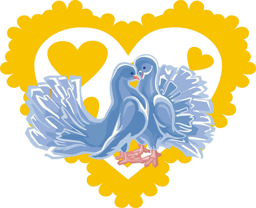 голуби - сердце, свадьба, любовь, голуби, пара - оригинал