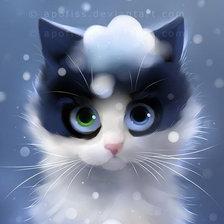 Схема вышивки «кот со снежком»