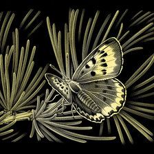 Оригинал схемы вышивки «Бабочка на сосне» (№850455)