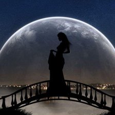 Схема вышивки «Девушка на фоне луны»