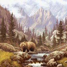 Схема вышивки «медведь в горах»