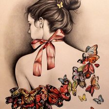 Схема вышивки «Девушка с Бабочками2»