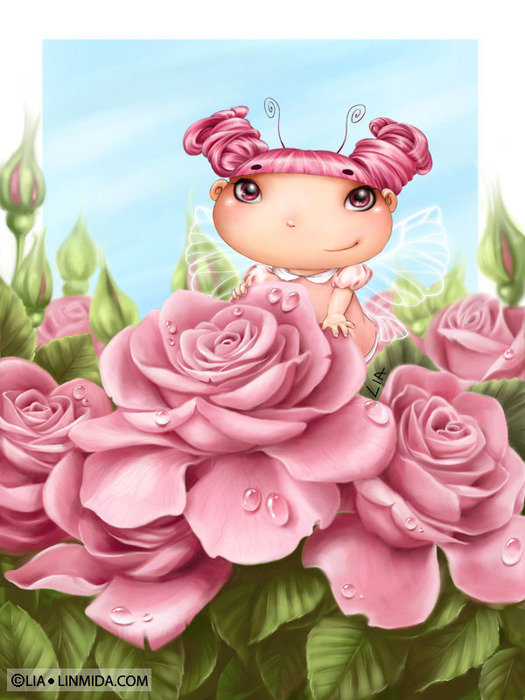 Фея роз ( худ. Л. Селина)( больший размер для картины) - розы, цветы. феечка, лия селина, фея - оригинал
