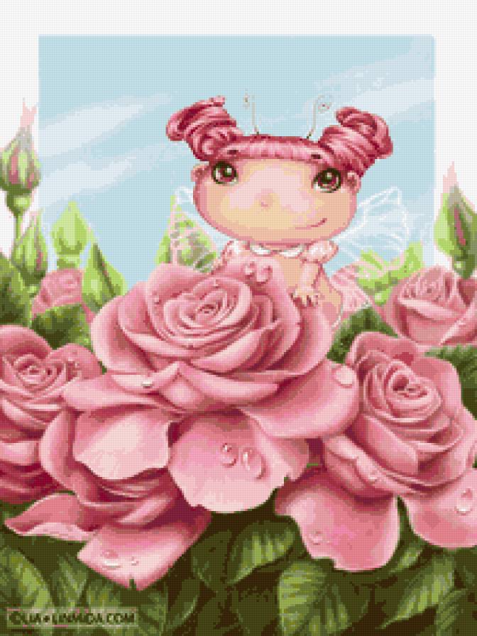 Фея роз ( худ. Л. Селина)( больший размер для картины) - лия селина, цветы. феечка, розы, фея - предпросмотр
