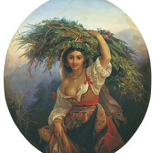 Оригинал схемы вышивки «Орлов Пимен Никитич - "Итальянка с цветами" 1853» (№873235)