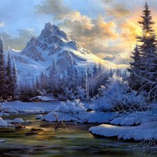 зимние горы на закате