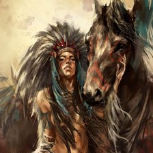 Схема вышивки «индеец и лошадь»