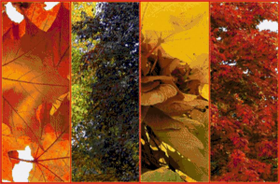 золотая осень - листья, полиптих, коллаж, осень - предпросмотр