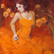 Схема вышивки «Девушка в оранжевом...»
