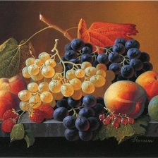 Оригинал схемы вышивки «Виноград и персики» (№882196)