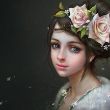 Оригинал схемы вышивки «девушка с розами» (№891437)