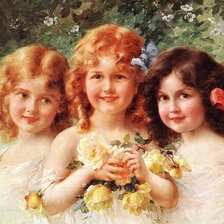 Схема вышивки «три девочки»