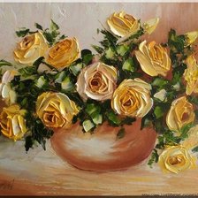 Схема вышивки «кремовые розы в вазе»